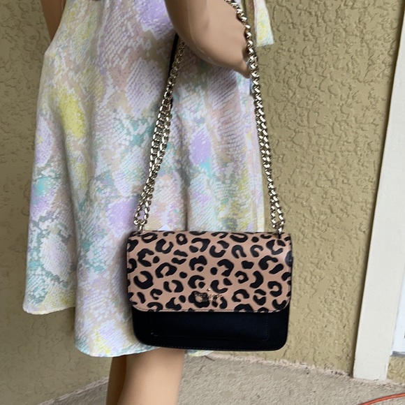 Kate Spade NY remi graphic leopard print pattern flap chain crossbody - Picture 12 of 16